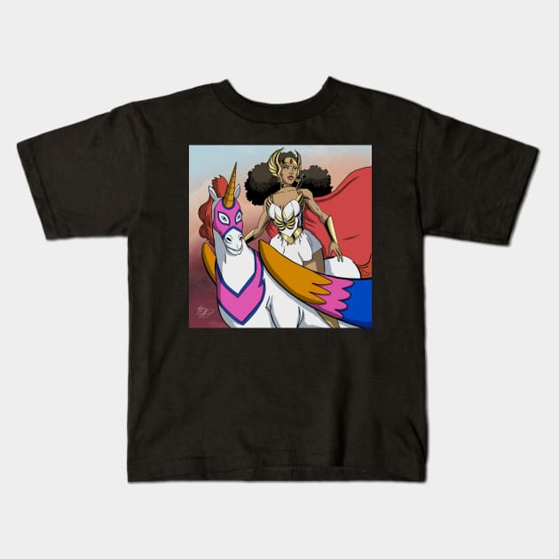 She-Ra - The Black Princess Of Power Kids T-Shirt by theartofjoeoseibonsu